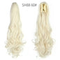 Synthetic Long Wavy Ponytail Ash Blonde Color Drawstring Ponytail Clip-on Hair Extensions For Women Black Blond Daily Use