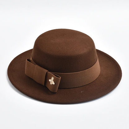 Fedora Hat for Women Fashion Formal Wedding Decorate Church Cap Flat Top Bow Party Jazz Hat Chapeau Femme