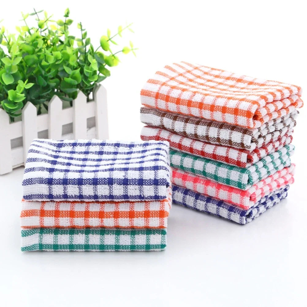 6PCS Cotton Kitchen Tea Towels Absorbent Lint Free Catering Restaurant Cloth Dish Towels Cleaning Cloth Kitchen Cleaning Towel