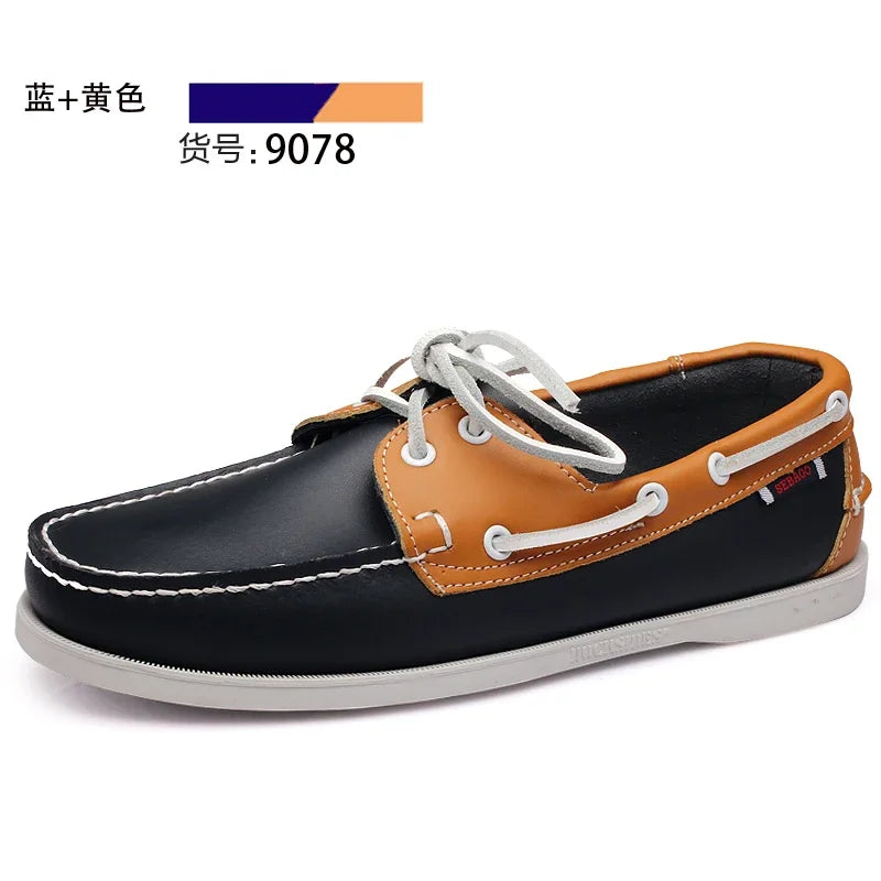 Male Classic Boat Shoes Leather Hot Sale New Men's Outdoor Walking Shoes Men Wedding Dress Shoes Lace-Up Fashion Men Loafers