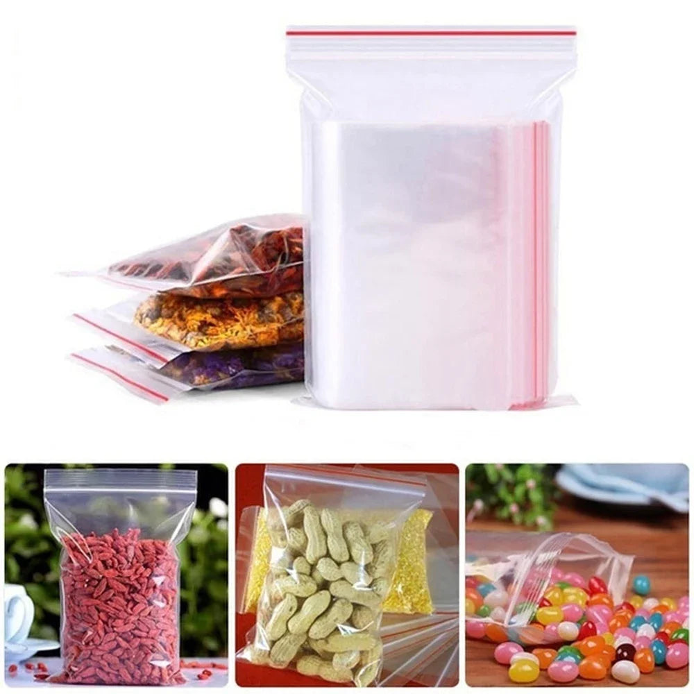 100-1000Pcs Reclosable Transparent Bags Small Zip Lock Plastic Bags  Vacuum Storage Bag Clear Bag Ziplock Food Storage zip Bags