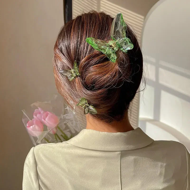 Cute Transparent Hair Claw Clips Barrettes Mini Butterfly Hair Clips for Women Non-slip Girls Headband Hair Accessories