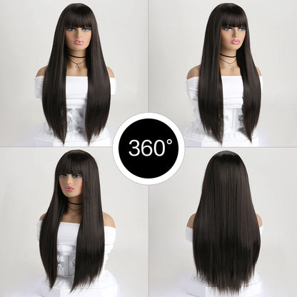 26Inch Colour Wig Long Straight Synthetic Wig for Women Fashion Wig for for Daily Halloween   Costume Party Cosplay ﻿