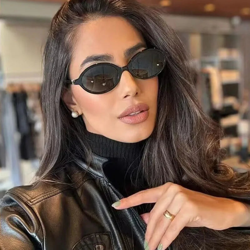 Fashion Oval Simple Literary Sunglasses Women Retro Small Frame Commuting Sunglasses Luxury Brand Design Travel Sunglasses UV400