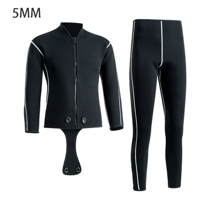 3/5mm Thicken Deep Dive Wetsuit for Men Split Black Diving Suit Keep Warm Professional Snorkeling Free-diving Spearfishing Set