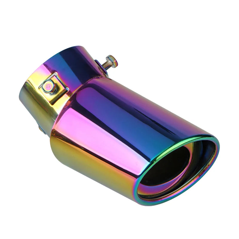 1PCS 2.5" Inlet Car Auto Exhaust Muffler Tip Pipe  Stainless Steel Chrome Trim Rear Tail Throat For Most Cars