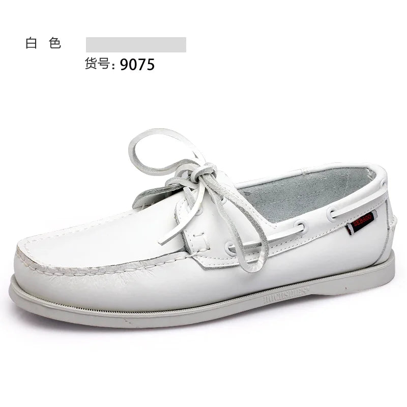 Male Classic Boat Shoes Leather Hot Sale New Men's Outdoor Walking Shoes Men Wedding Dress Shoes Lace-Up Fashion Men Loafers