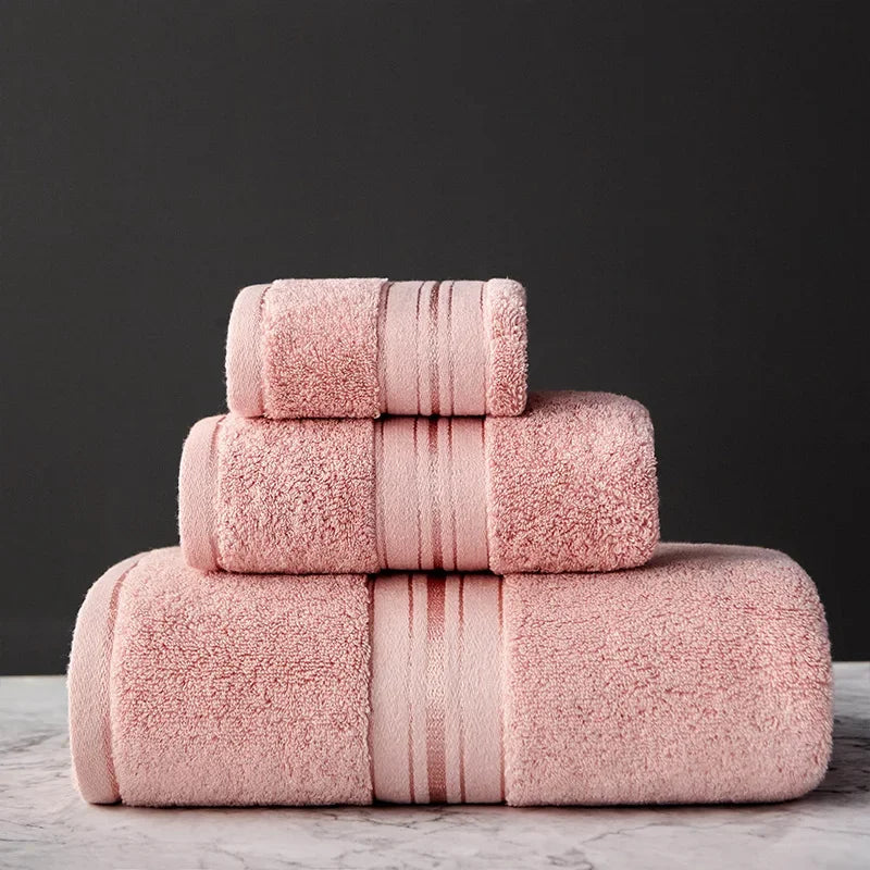 New Egyptian Cotton Bath Towel Set High-Quality Solid Color Thicken Bathroom Towel Set Soft Comfortable