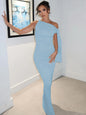 Hugcitar Fashion Solid O Neck Sleeveless Patchwork Sexy Bodycon Maxi Prom Dress Summer Women Clothes Party Festival Club Y2K
