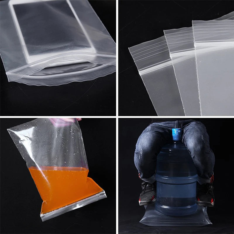 StoBag 50/100pcs PE Transparent Ziplock Bags Thick Self-sealing Clear Food Packaging Pouches Plastic Storage Waterproof Reusable