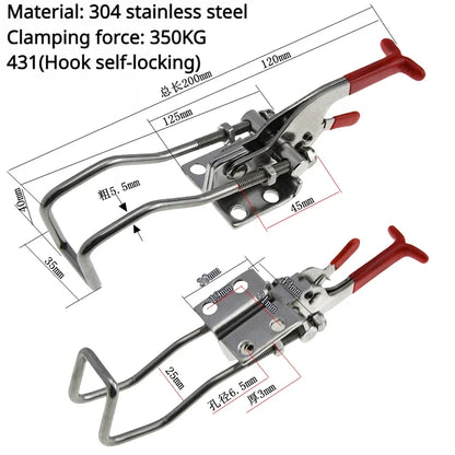 304 Stainless Steel / Iron galvanized Quick Fixture Adjustable Buckle Lock Clamp Box Buckle Horizontal Fixture Door Bolt Clamp