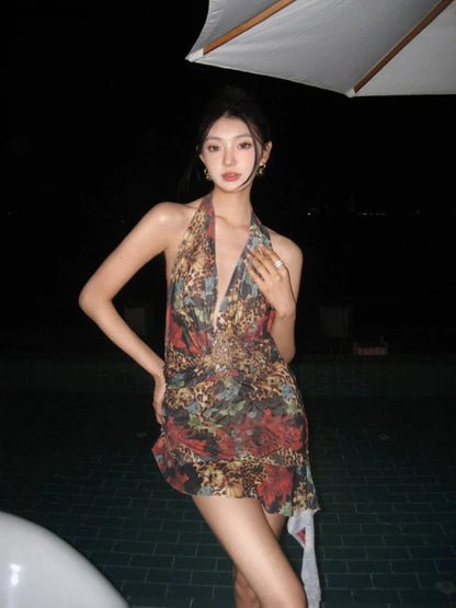 Jaded London sexy halter dress with skirt and beaded halter