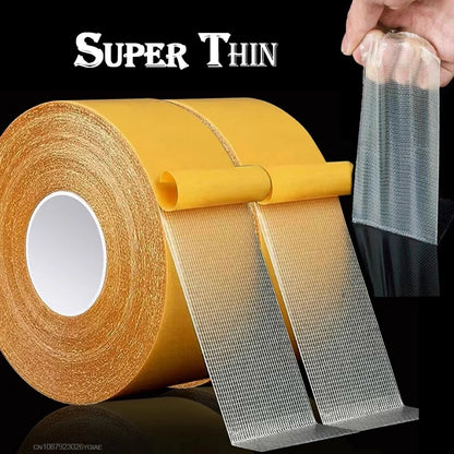 Super Thin Strong Fixation Double Sided Adhesive Tape Heavy Duty Translucent Mesh Waterproof Traceless Powerful Grid Carpet Tape