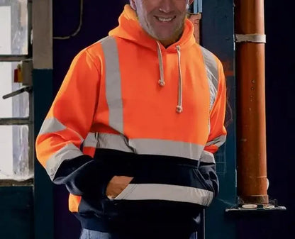 Men Reflective Strip Sanitation Overalls Fleece Hooded Jacket for Cold-Proof Outdoor Sweater Work Safety Coat Outdoor