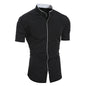 New men's solid color casual commuting short sleeved shirt