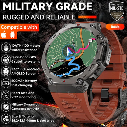 New T-Rex 3 Dual-Band GPS Military Smart Watch 48mm 10ATM Water-Resistant 500mAh Battery Compass Altimeter Smartwatch For HUAWEI