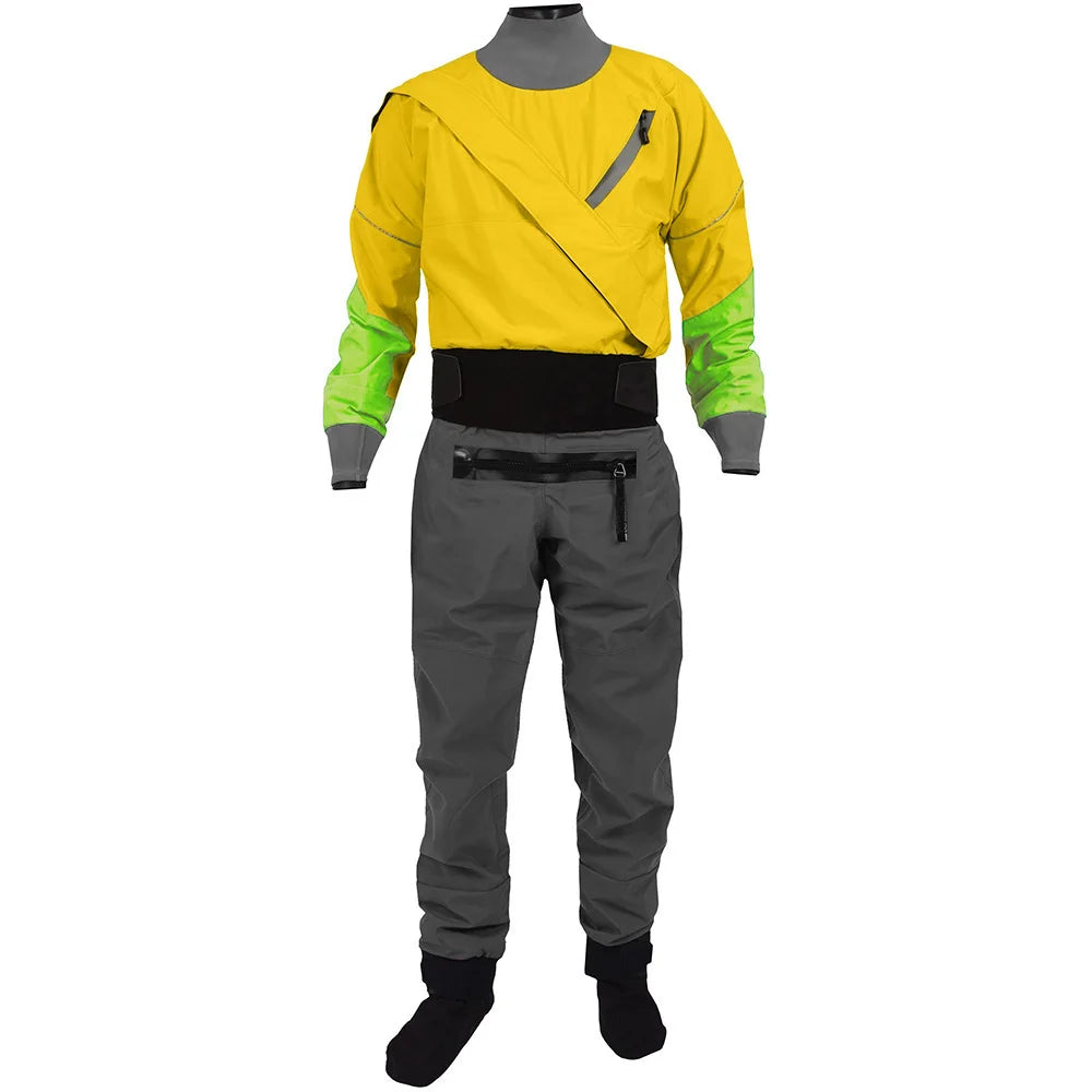 Kayak Dry Suit for Men 3-layer Waterproof Fabric Drysuit With Latex on Neck and Wrist White Water River Pending