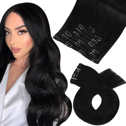 [Hot Sale] Moresoo Clip in Hair Extensions Real Natural Hair Remy Straight Set 5&7 Pcs Brazilian Clip in Human Hair Extensions