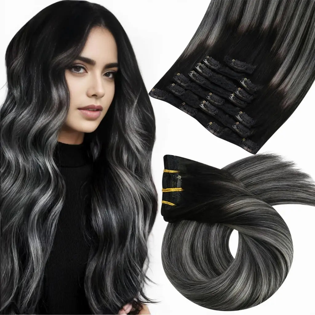 [Hot Sale] Moresoo Clip in Hair Extensions Real Natural Hair Remy Straight Set 5&7 Pcs Brazilian Clip in Human Hair Extensions