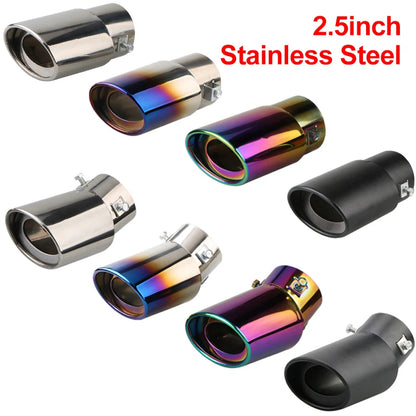 1PCS 2.5" Inlet Car Auto Exhaust Muffler Tip Pipe  Stainless Steel Chrome Trim Rear Tail Throat For Most Cars