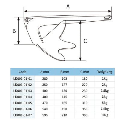 Bruce Claw Anchor 3.5KG 5KG  Boat Anchor 316 Stainless Steel Kayak Anchor for Fixed Dinghy Yacht Kayaks Marine Accessories