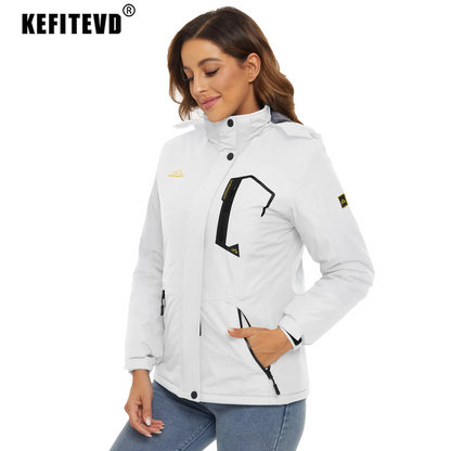 KEFITEVD Women's Winter Heavyweight Snowboard Skiing Jacket Outdoor Thermal Warm Hiking Jackets Coats Windbreaker Outwear Casual