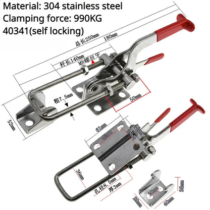 304 Stainless Steel / Iron galvanized Quick Fixture Adjustable Buckle Lock Clamp Box Buckle Horizontal Fixture Door Bolt Clamp