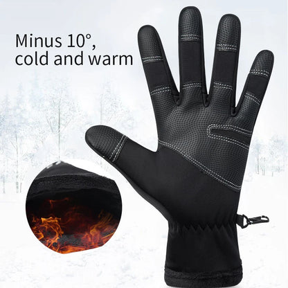 Motorcycle Gloves Winter Thermal Fleece Lined Winter Water Resistant Skin-friendly Touch Screen Outdoor Moto Riding Ski Gloves