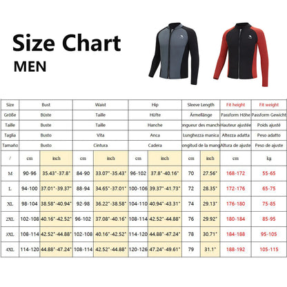 Oulylan Swimming Men's Split Long Sleeve Surf Snorkel Top Jacket 2mm Neoprene Wetsuit Warm Water Sports Surf Diving