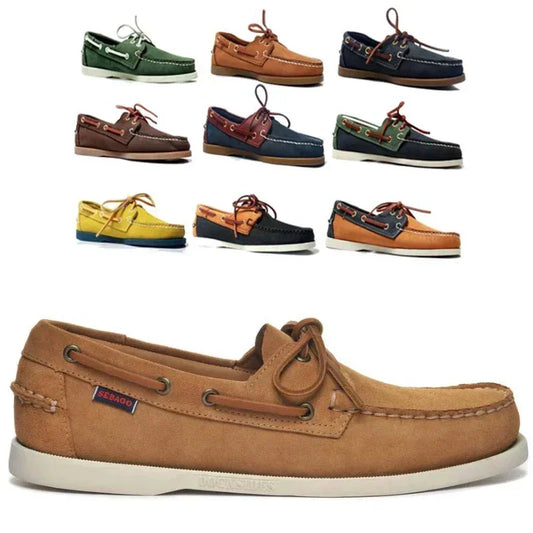 Sebago Genuine Leather Men Homme Authentic Docksides Shoes - Premium Leather Moc Toe Lace Up Boat Shoes E450