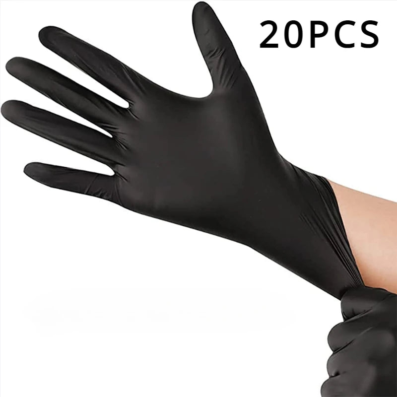 100/50/20PCS Black Nitrile Gloves Thickened Disposable Gloves for Cleaning Hairdressing  Waterproof Dishwashing Tattoo Gloves