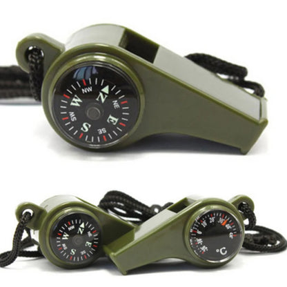 High Decibel Emergency Rescue Whistle with Compass Thermometer  and Keychain  Camping  Hiking  and Outdoor Activities