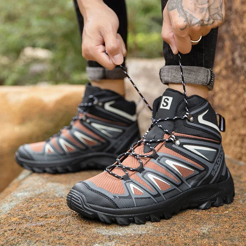 Outdoor Men Hiking Shoes Lightweight Anti Slip Waterproof Mens Boots Comfortable Climbing Hunting Trekking Camping Shoes Size 48