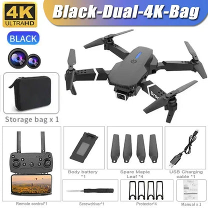 E88Pro RC Drone 4K Professinal With 1080P Wide Angle Dual HD Camera Foldable RC Helicopter WIFI FPV Height Hold Apron Sell Gift