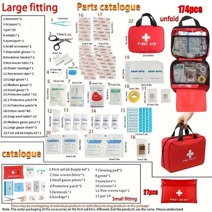 245PCS Deluxe First Aid Kit with Carrying Pouch, Outdoor First Aid Kit - Essential Emergency Kit for Camping, Hiking and Travell