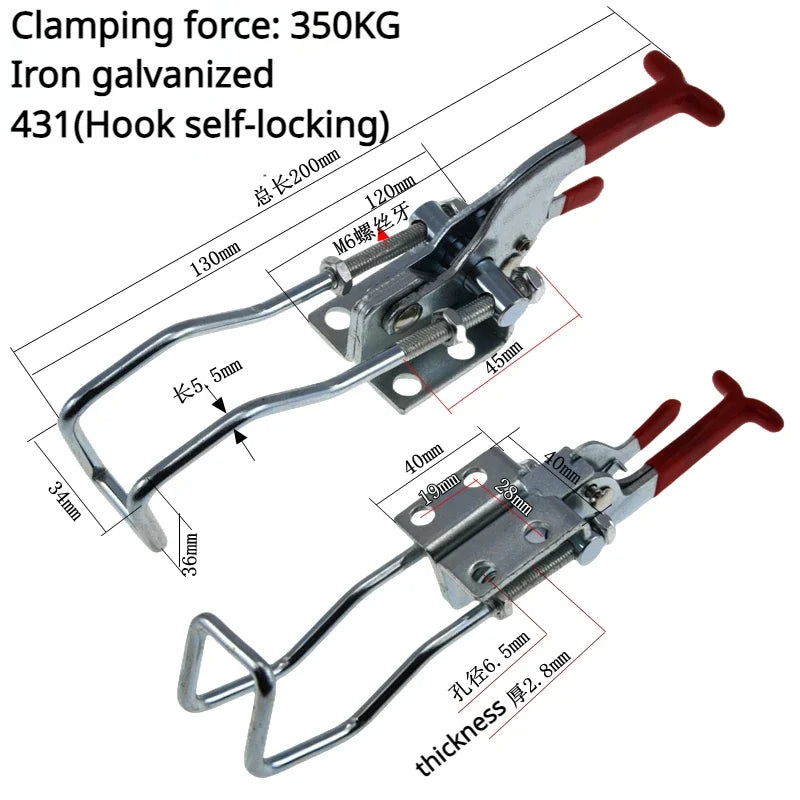 304 Stainless Steel / Iron galvanized Quick Fixture Adjustable Buckle Lock Clamp Box Buckle Horizontal Fixture Door Bolt Clamp