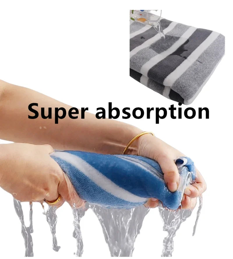 Bathroom Towel Set with Striped Pattern, Soft Hand Absorbent, Wrapping Towels, Quick Drying, Beauty Salons and Hotels