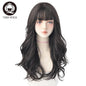 7JHH WIGS Popular Brown Ash Long Deep Wave Hair Lolita Wigs With Bangs Synthetic Wig For Women Fashion Thick Curls Wigs Girl