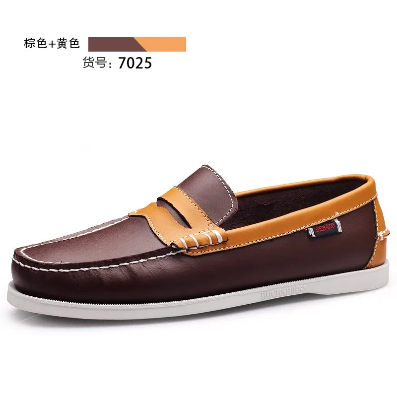 Male Classic Boat Shoes Leather Hot Sale New Men's Outdoor Walking Shoes Men Wedding Dress Shoes Lace-Up Fashion Men Loafers