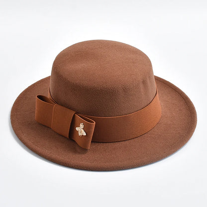Fedora Hat for Women Fashion Formal Wedding Decorate Church Cap Flat Top Bow Party Jazz Hat Chapeau Femme