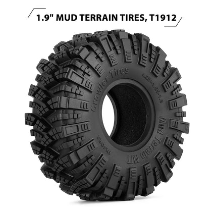 INJORA Kraken Claw 122*42MM Mud Terrain 1.9" Wheel Tires for 1/10 RC Crawler Car Axial SCX10 Pro Capra UTB18 TRX4 Redcat (T1912)