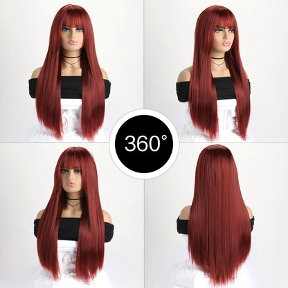 26Inch Colour Wig Long Straight Synthetic Wig for Women Fashion Wig for for Daily Halloween   Costume Party Cosplay ﻿