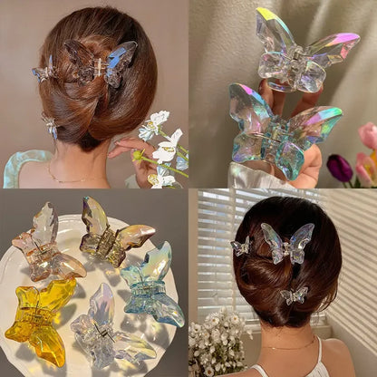 Cute Transparent Hair Claw Clips Barrettes Mini Butterfly Hair Clips for Women Non-slip Girls Headband Hair Accessories