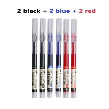 3-5Pcs Straight Liquid Gel Pen Quick-drying, Large-capacity 0.5mm Black Blue Ink for Writing School Office Stationery Supplies