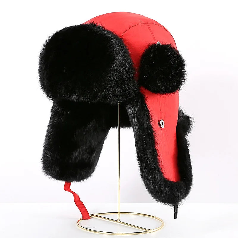 2024 New Winter Hat For Men Real Rabbit Fur Ear Cap Warm Winter Men Hat Fur Beret Russian Hats High Quality to Keep Warm