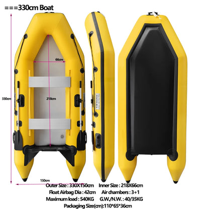 New 0.9mm Thickening (2.3~3.3m) Assault Boat Set 2-6 People Assault Boat Air Alloy Floor Lifeboat Kayak Inflatable Fishing Boat