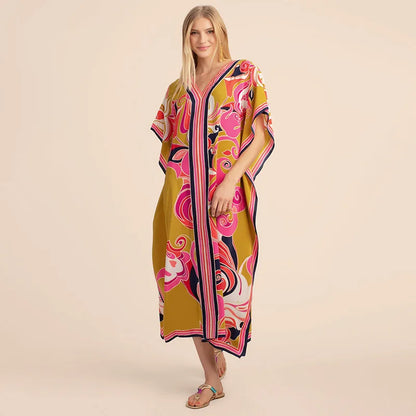 Kaftan Dress Over Size Women Beach Dress Cover Up Summer Clothes Kimono Mujer Vestidos De Fiesta