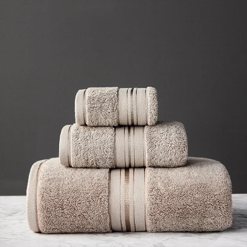 New Egyptian Cotton Bath Towel Set High-Quality Solid Color Thicken Bathroom Towel Set Soft Comfortable