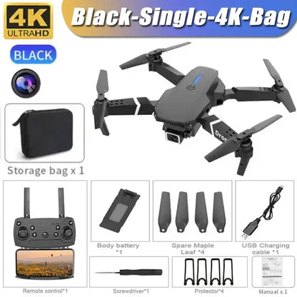 E88Pro RC Drone 4K Professinal With 1080P Wide Angle Dual HD Camera Foldable RC Helicopter WIFI FPV Height Hold Apron Sell Gift