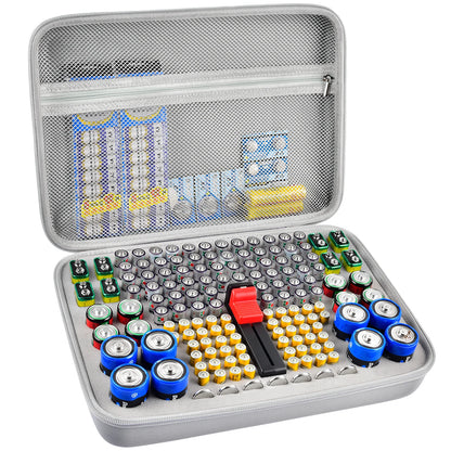 Battery Organizer Case Batteries Storage Holder Container with Tester Checker. Garage Organization Box